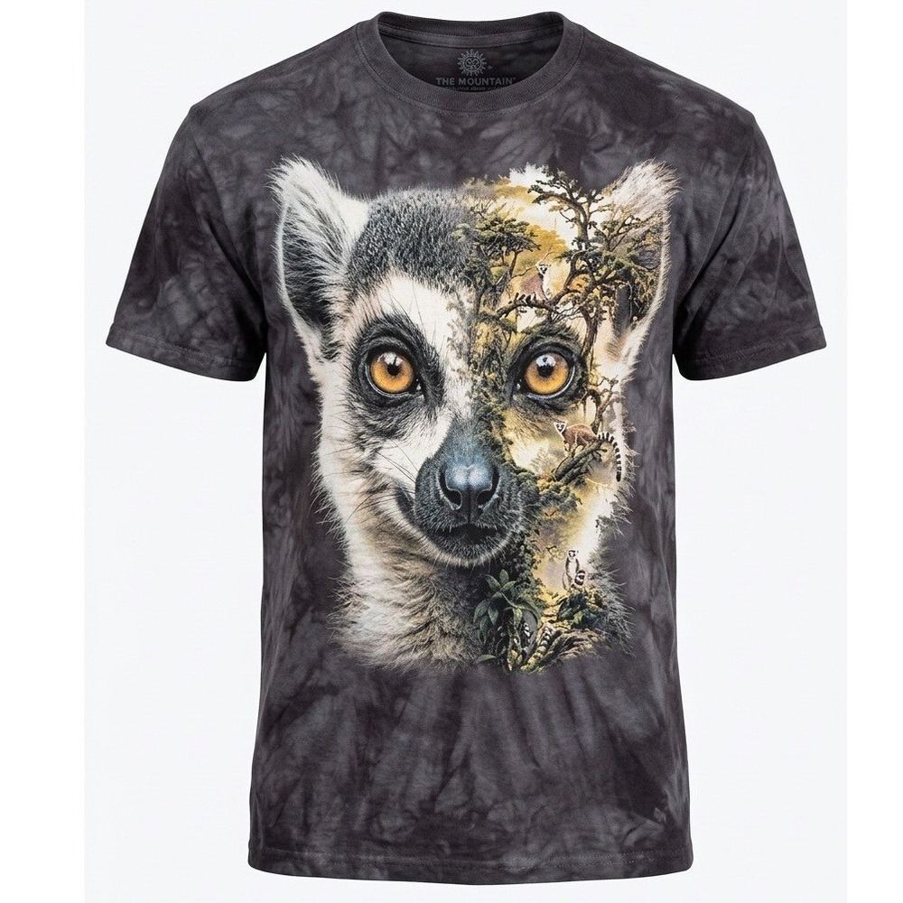 The Mountain Lemur Jungle Graphic Tie Dye T-Shirt Mens Large Charcoal Grey